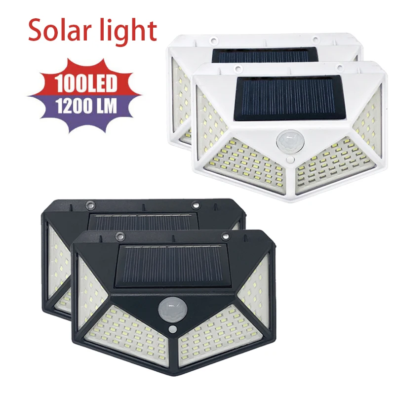 

Outdoor 100 LED Solar Light Motion Sensor Waterproof Sunlight Garden Decoration Street Lights Solar Powered Lantern Wall Lamp