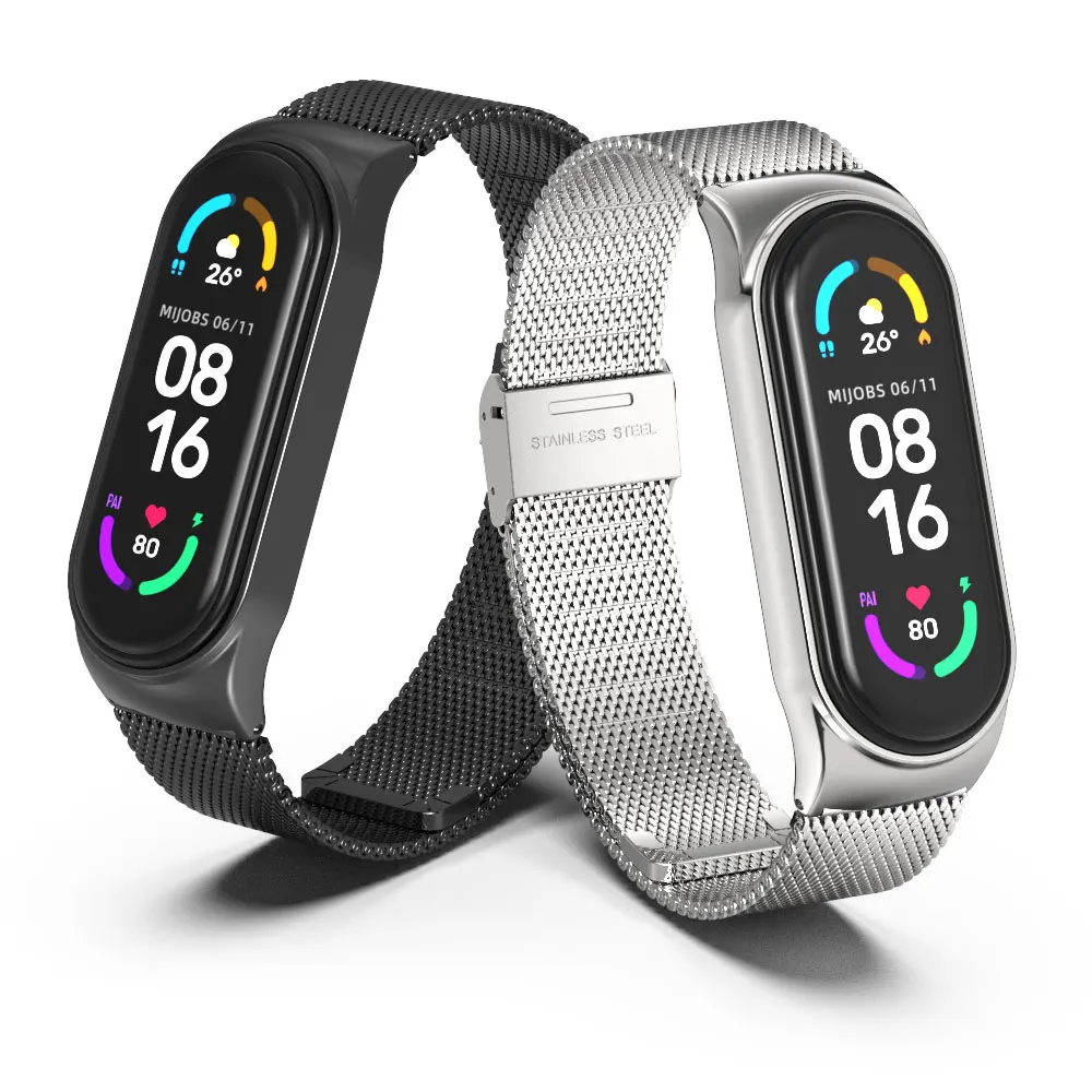 Riemen für Xiaomi Mi Band 9 8 7 6 5 4 Metall Handgelenk Armband Mi Band 6 Riemen Edelstahl Armbänder Mi Band 9 Correa NFC Global