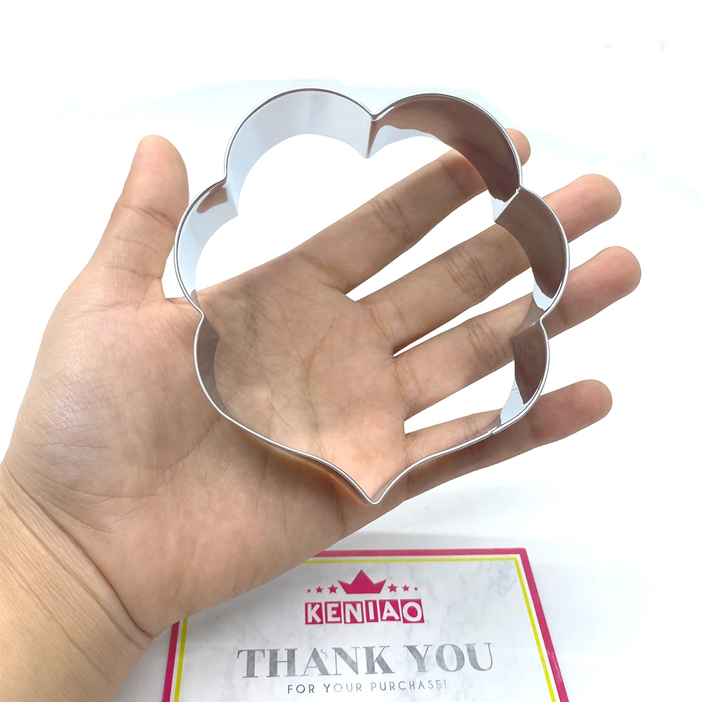 KENIAO Flower Cookie Cutter - 9.5 x 9.7 CM - Plaque Frame Biscuit / Fondant / Bread / Pancake Molds - Stainless Steel