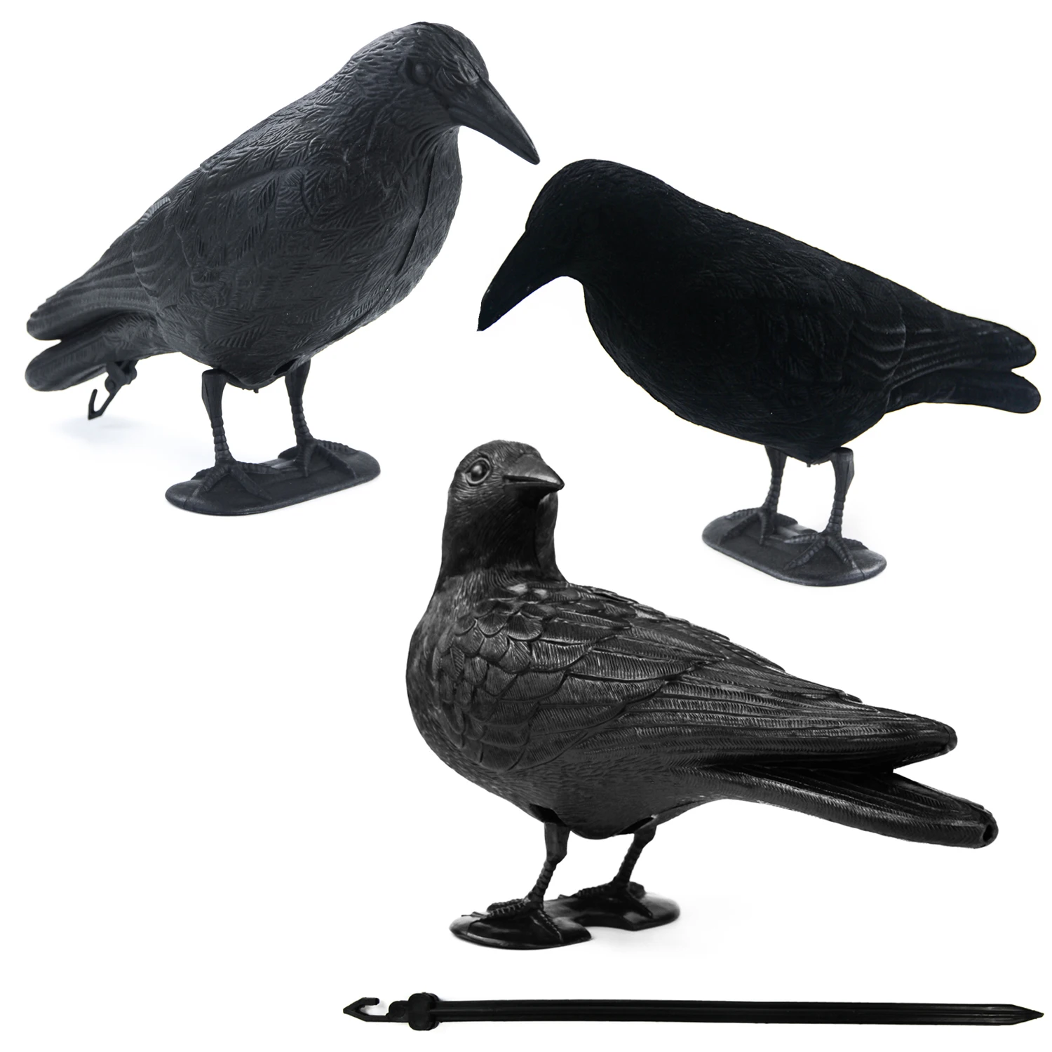 GUGULUZA 1pcs Realistic Crows Hunting Decoy Black Garden Bird Deter Scarer  Outdoor Hunting Fake Crow Decoys for Bird Control