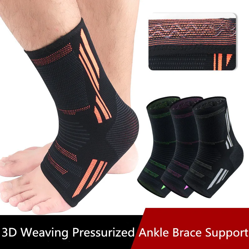 1 Piece Compression Ankle Brace Support Sleeve Elastic Knitted Anti-slip Sports Basketball Protection Bandage Relief Foot Pain