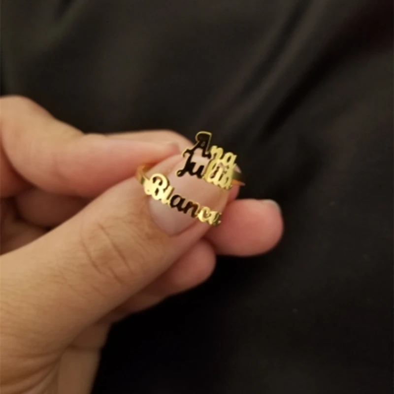 Custom Cursive Name Adjustable Ring Personalized Script Name Rings For Women Couple Name Ring Jewelry Mom Sisters Best Gifts
