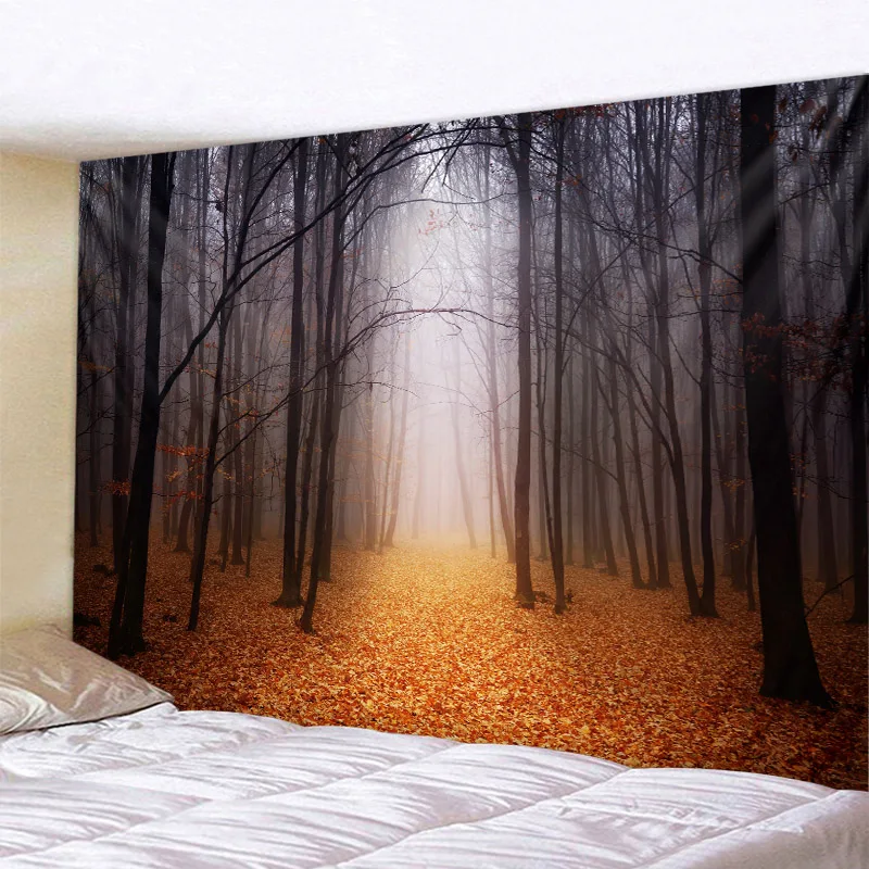 Mysterious forest wall hanging mandala tapestry starry sky yoga mat sleeping pad polyester bohemian psychedelic decoration