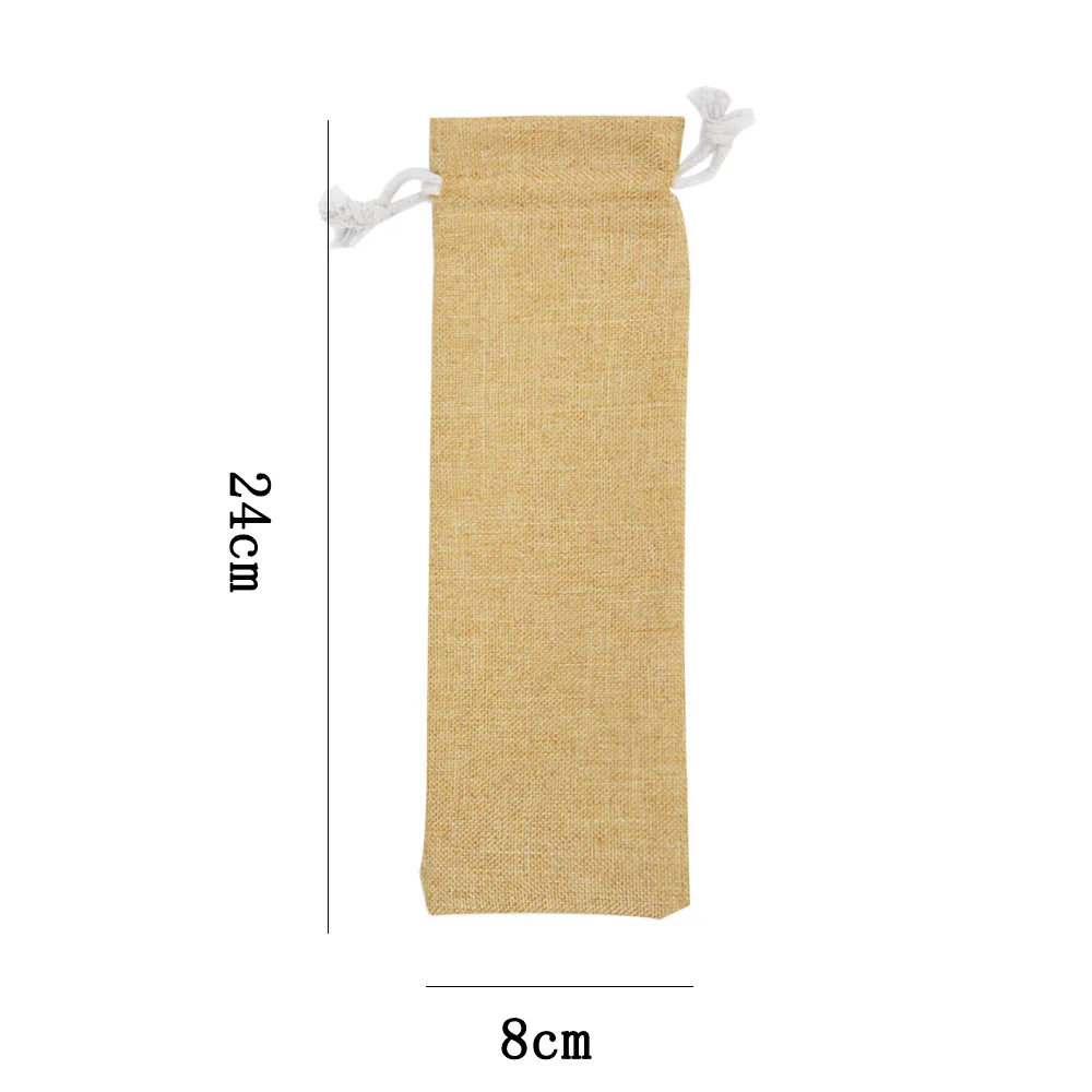 50pcs Burlap Jute Sackcloth Linen Drawstring Bags Rectangle Pouches Comb Jewelry Gift Tableware Storage Bag Custom Logo Print