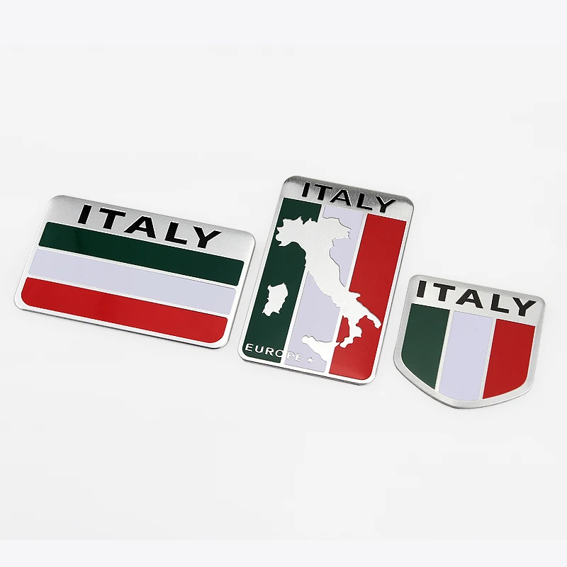 Aluminum Alloy Italy Flags Badge Sider Stickers Italy Map 1 pcs Car Stickers Automobiles Window Decals National Emblem