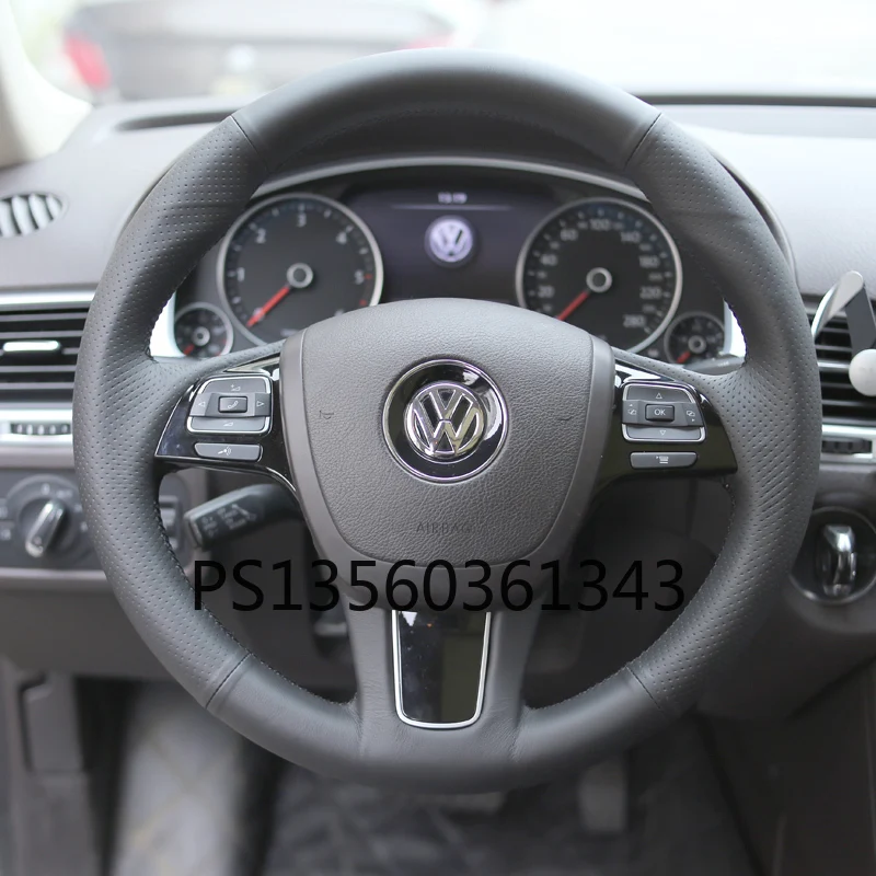 For Volkswagen VW Magotan T-Cross Golf Sagitar Tayron Bora T-ROC Jetta Passat Hand-stitched leather suede steering wheel cover