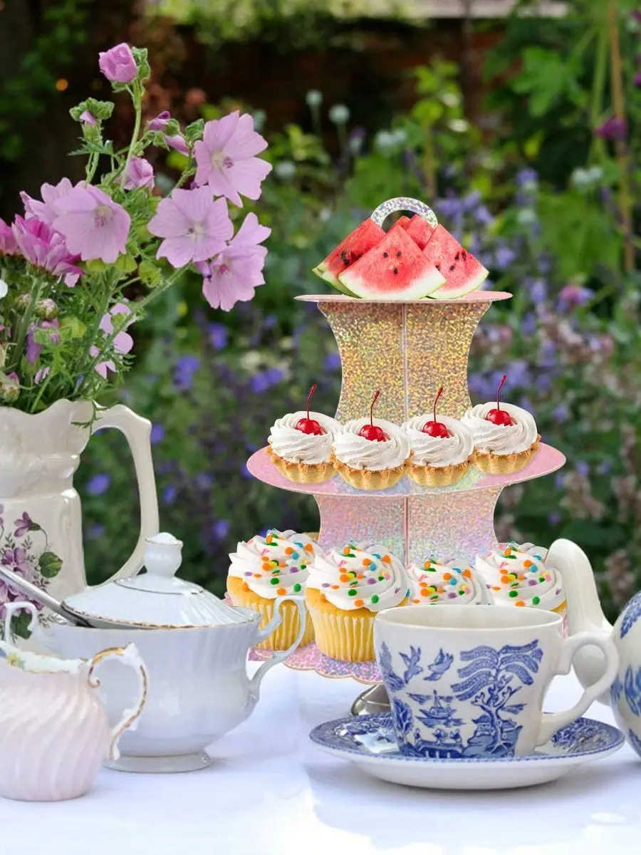 3-Tier Cardboard Cupcake Cake Stand Cupcake Holder for Birthday Party Wedding Baby Shower Christmas Parties Display Dessert
