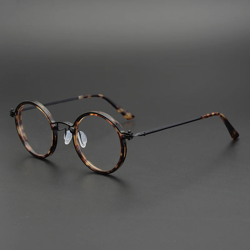 Japanese Handmade Retro Round Eyeglasses Optical Glasses Frame Men Titanium Acetate Prescription Women Myopia Spectacles Eyewear