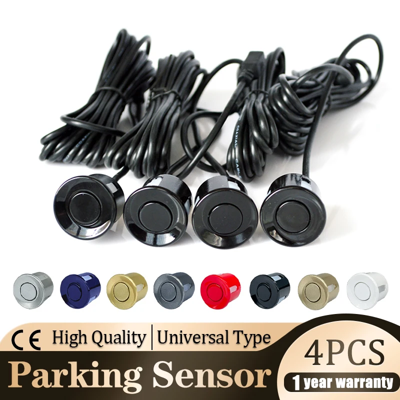 Sensor de estacionamiento 4 piezas sensores 22mm negro rojo azul oro gris plata champán oro/Color blanco sonda inversa de coche