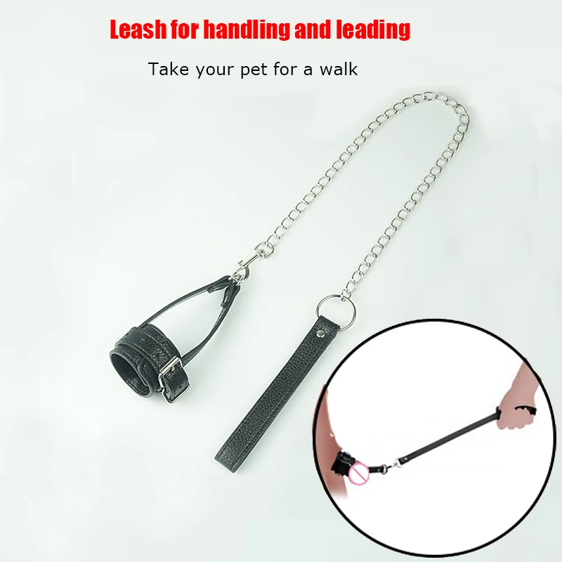 CBT Balls on Leash Leather Cock Ring,Delays Ejaculation Cockring Ball Stretcher,BDSM Sex Toys For Men