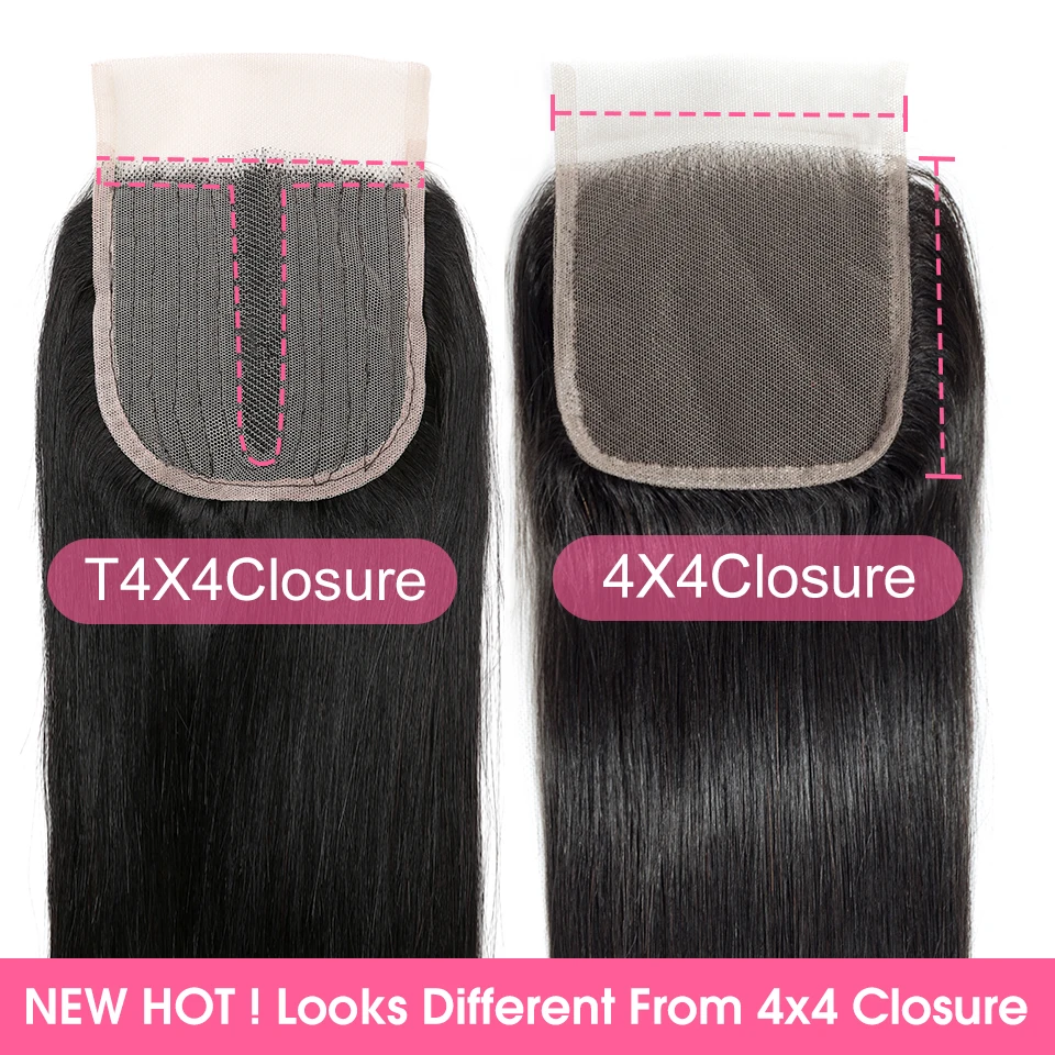T Part Lace Closure Human Hair, 4x4x1