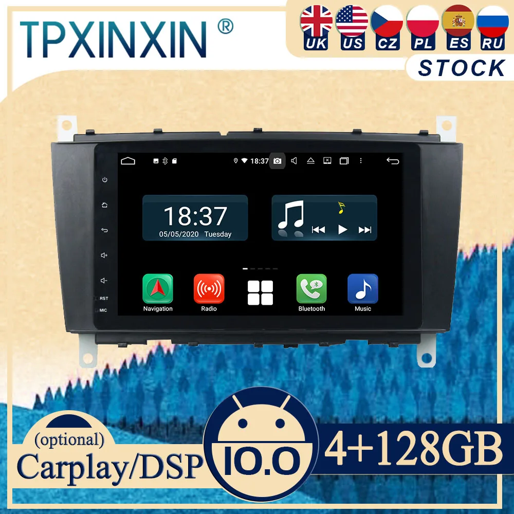 PX6 For Mercedes Benz C Class 2004-2011 Android 10 Carplay Radio Player Car GPS Navigation Head Unit Car Stereo  WIFI DSP BT