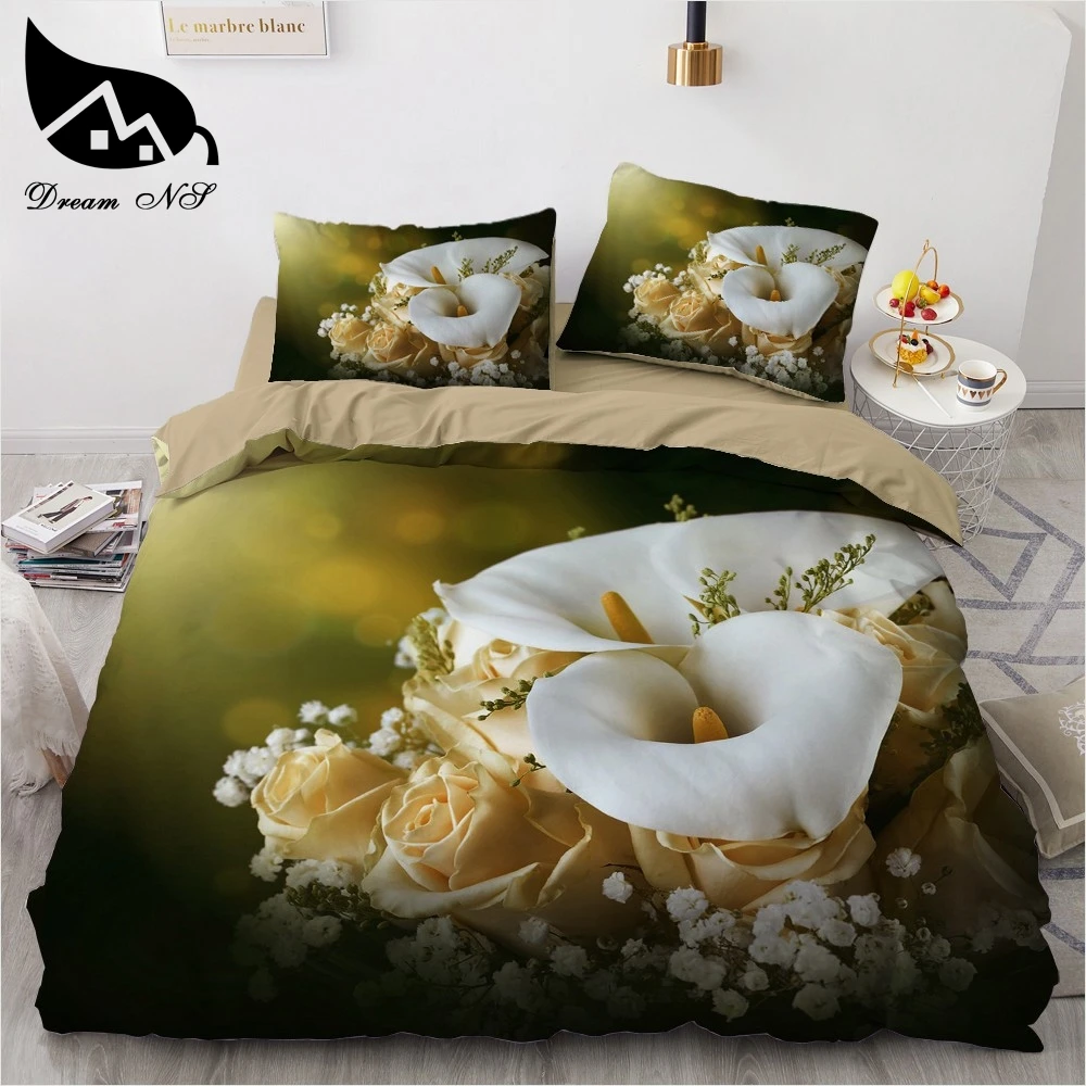 Imagem -03 - Sonho Ns3d Floral Duvet Cover Bedding Grupo Flower Bed Linens Folha de Cama Consolador Colcha King Size Rosa Vermelha Verão