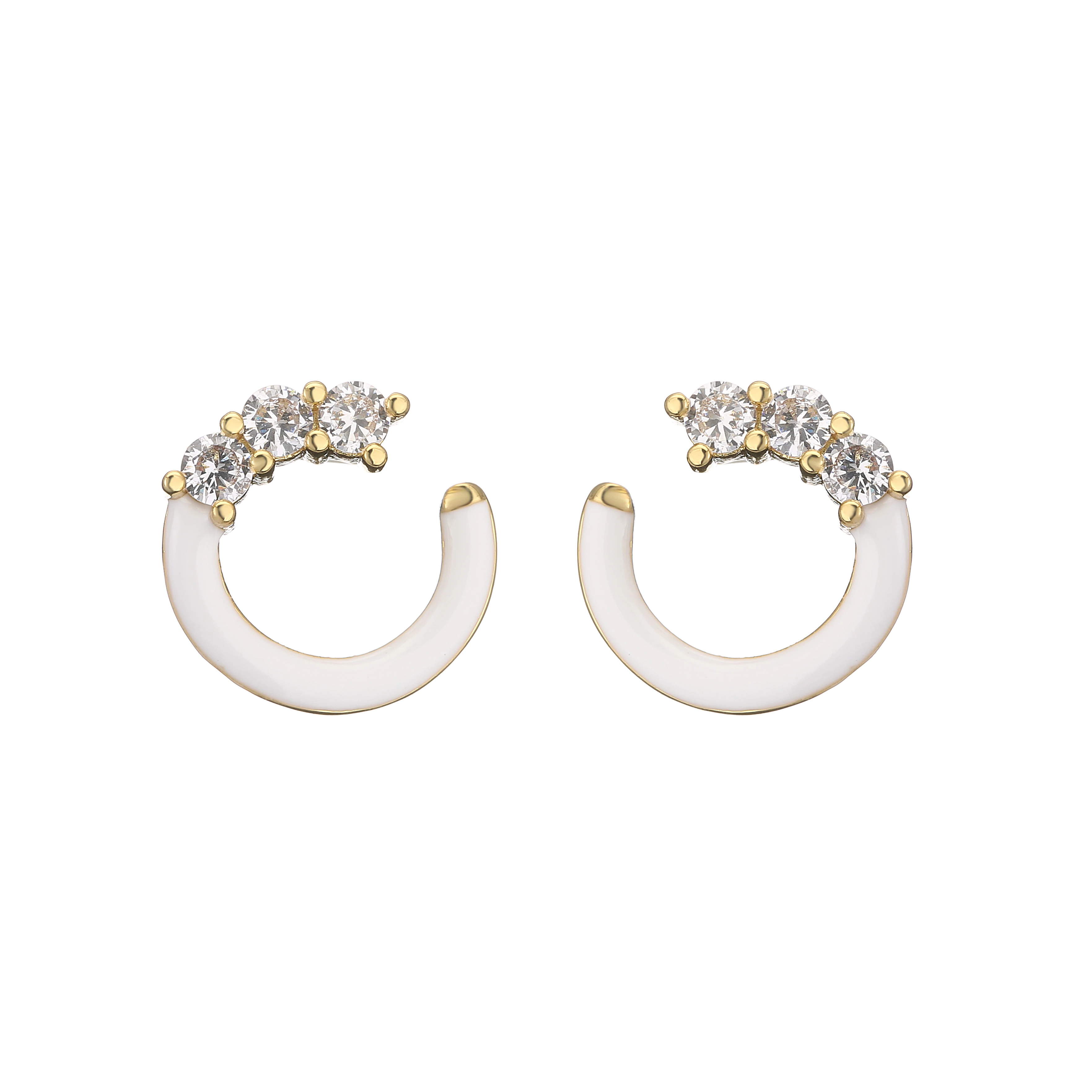 HECHENG,1 pair,Fashion Colorful Earrings,Cute C Shapr Enamel CZ Ear Stud,New Design Women Jewelry Wholesale