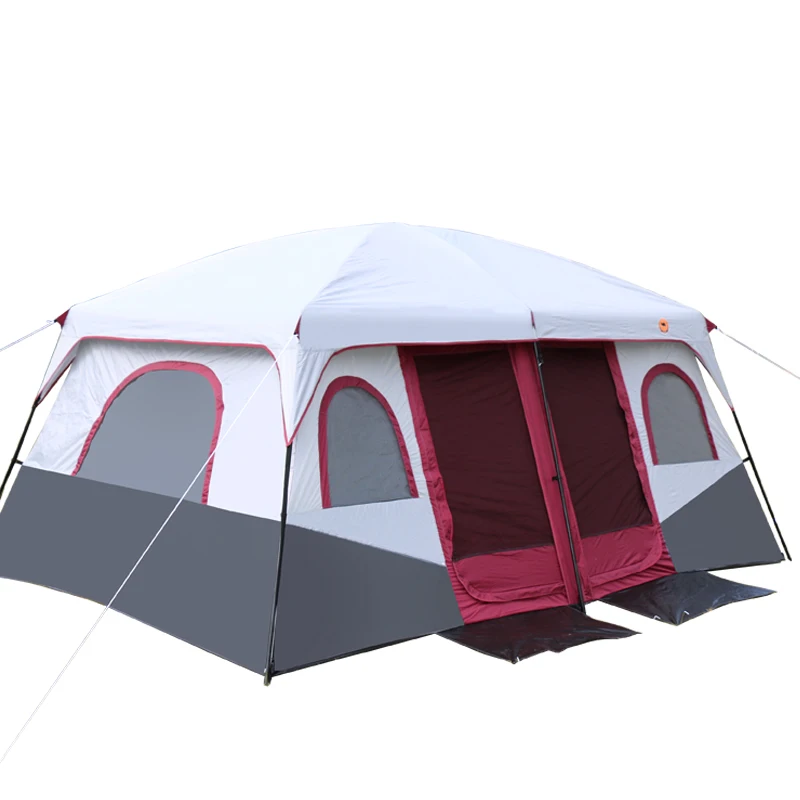 2 Bedroom 1 Living Room 6 8 10 12 Person Hiking UV Waterproof Travel Beach Relief Family Base Outdoor Camping Relief Party Tent