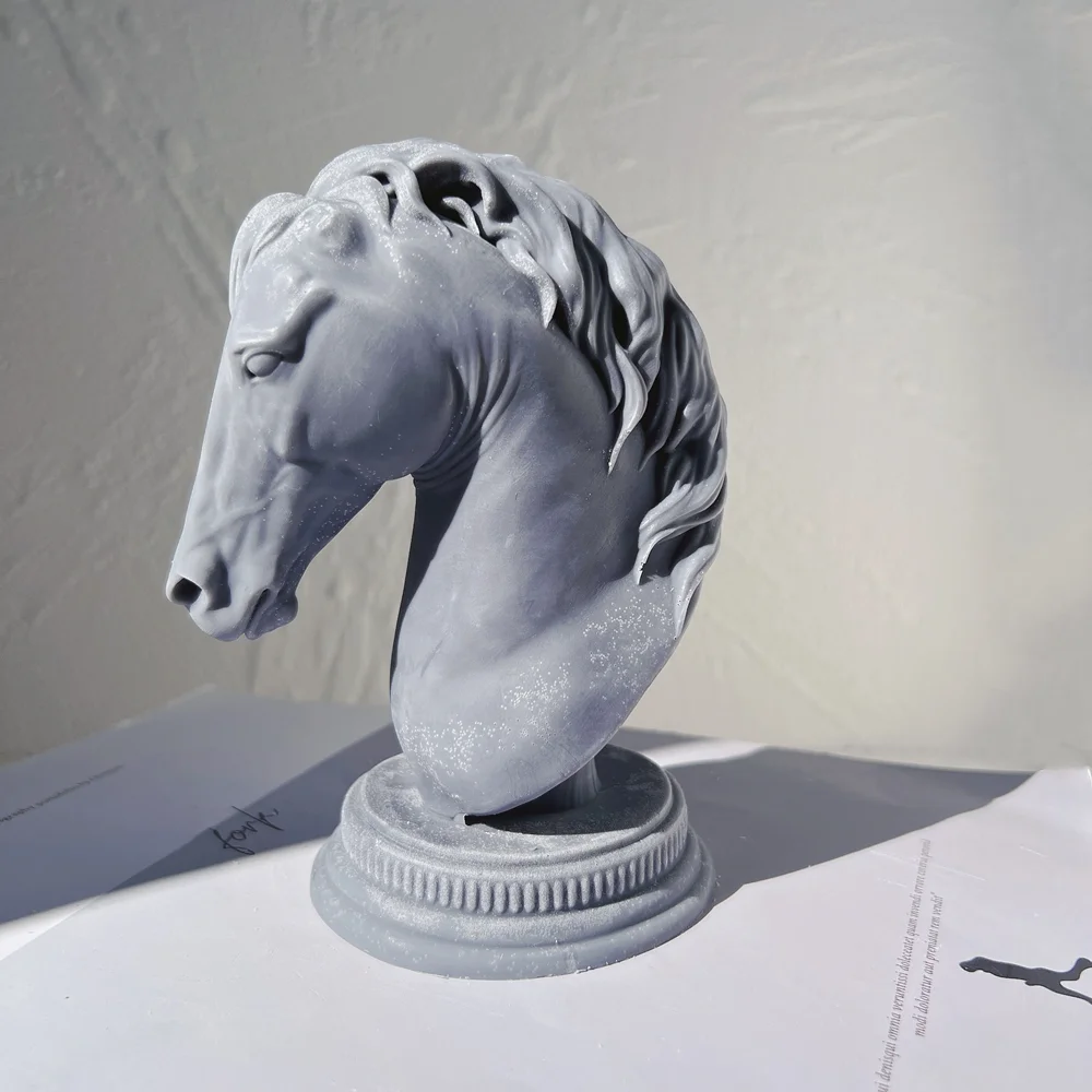 Bust Riding Sculpture Art Figurine Animal Poney Candle Molds Horse Head Statue Candle Silicone Mold