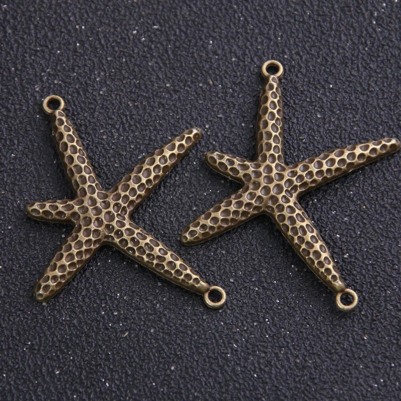 6pieces/lot 33*50mm Antique   Alloy Starfish Charms Starfish Connectors for Bracelets