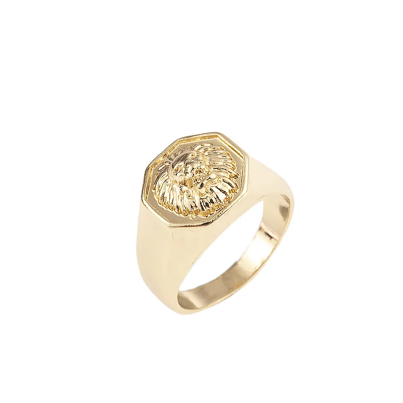 2021 بالجملة 1 قطعة النساء والرجال ريترو الهيب هوب الحيوان نمط الأسد طوق رأس الاستبداد البنصر مجوهرات الأزياء #5