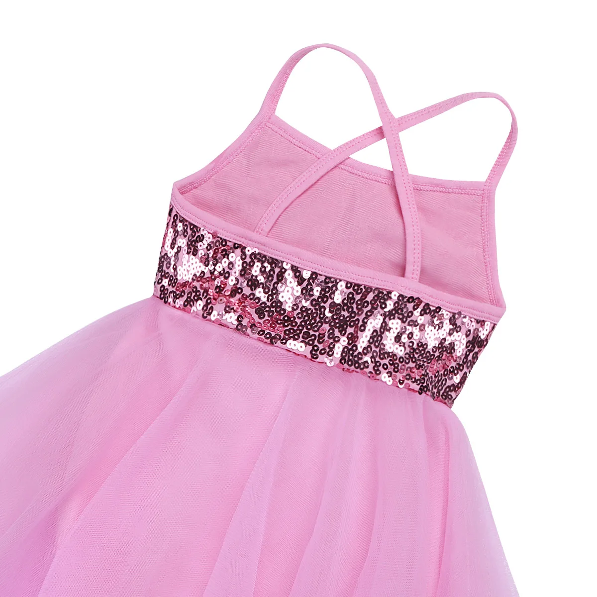 Body da ballo per balletto ginnastica body per bambini paillettes senza maniche Tulle balletto Dancewear abito in Chiffon Costume da fata per ragazze