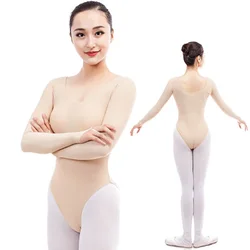 Adult Ballet Leotard Women Milk Silk Long Sleeve Nude Color Bodysuit Girls  Dance Gymnastic Underwear ropa ballet