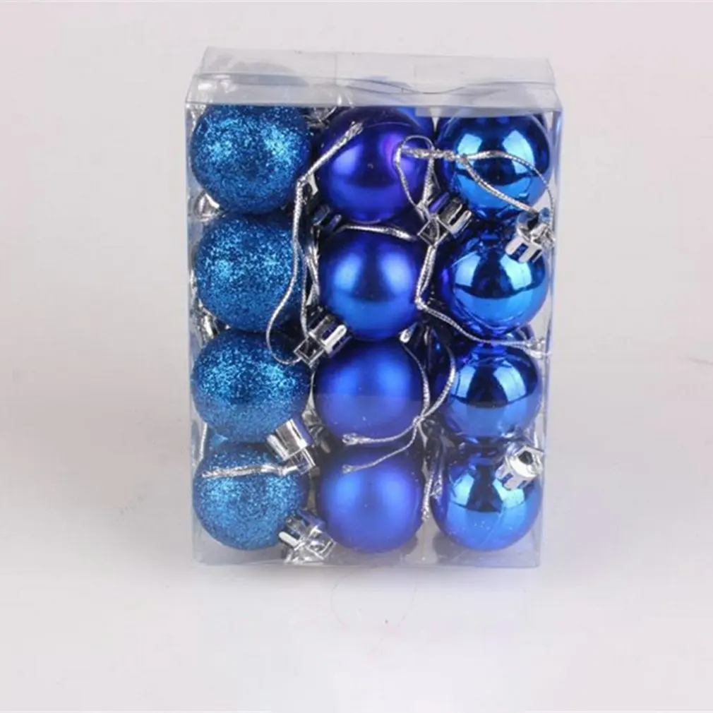 24pc Weihnachten Ball Ornamente 3cm Splitter Christmas Ornamente Weihnachten Baum Anhänger Weihnachten Ball Geschenk Box Set
