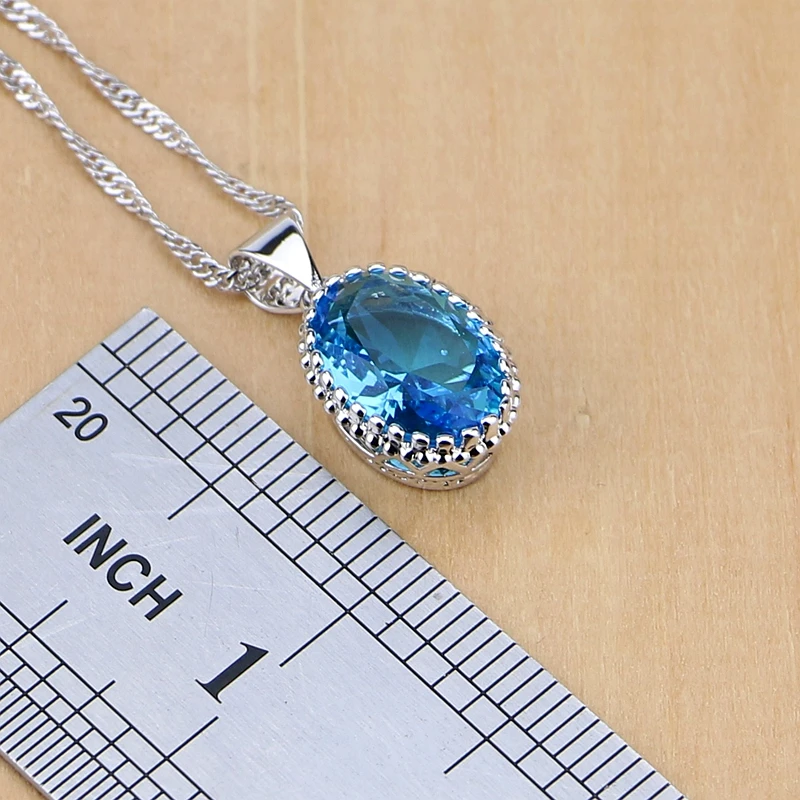 Natural 925 Silver Jewelry Sky Blue Australian Crystal Jewelry Sets For Women Earring/Pendant/Necklace/Ring