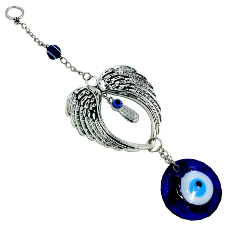 Turkish Angel Wings Blue Eyes Pendant, Car Wall Hangings, Indoor Decoration for Home and Garden, Evil Eye, 1Pc