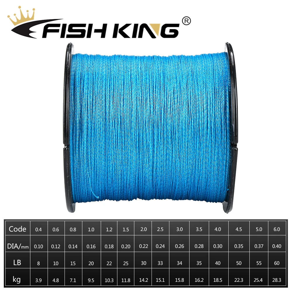 FISH KING 300M/500M pleciony drut polietylenowa żyłka wędkarska pleciona 0.4 #-6.0 #0.10mm-0.40mm 8-60LB 4 nici PE wielowłóknowa linka wędkarska — zdjęcie 3