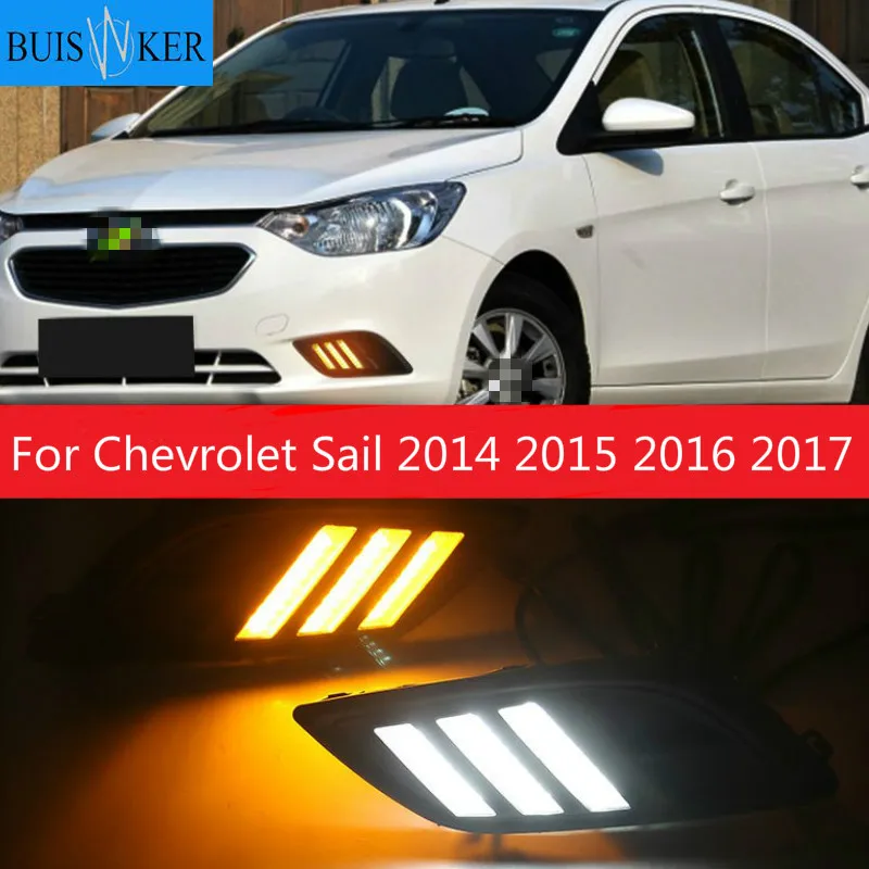 

2pcs Car LED Daytime Running Light for Chevrolet Sail 2014 2015 2016 2017 DRL White Turn Signal Light Yellow Blue Fog Lamp