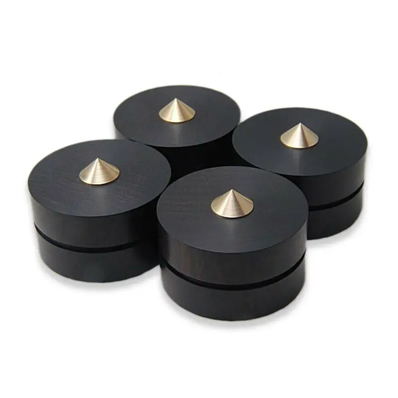 8pcs Height Adjustable Ebony Wooden Speaker Spike Isolation Stand Feet Cone Base Pad Shockproof Amplifier HIFI Mounts 33mm 43mm