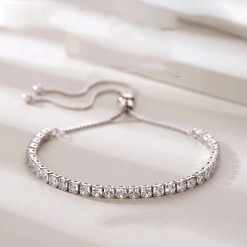 VENTFILLE Adjustabl 925 Sterling Silve Bracelets for Women Party Accessories Trendy Elegant Sparkling Zircon Bride Jewelry Gifts