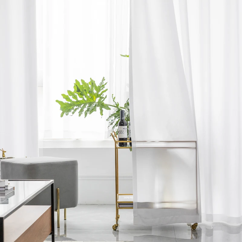 Best Quality 100% Privacy Solid White Sheer Tulle Curtains for Living Room Bedroom Decoration Luxurious Window Voiles Curtain