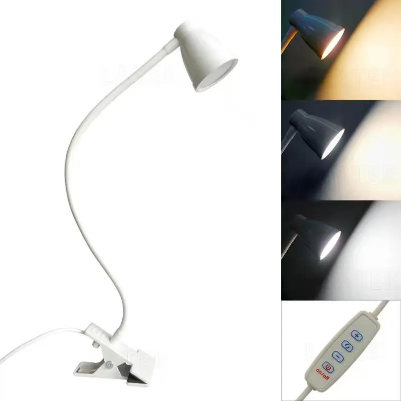 LED Clip-on Desk Lamp with 3 Modes USB Table Lamp Eye Protection LED table Light Bendable Flexible Dimmer Reading desk Lamp