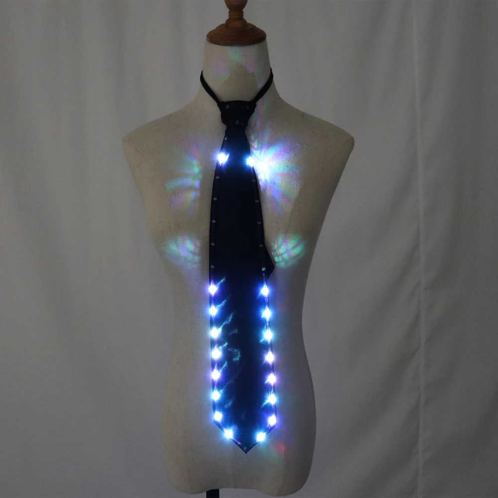 Gravata com laço luminosa led, gravata de pescoço iluminada para homens, traje de festa de natal, gravata borboleta brilhante para dança