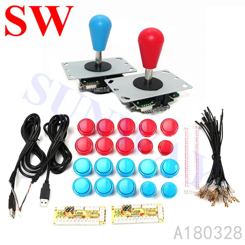 Arcade Game DIY Parts kit for PC Zero Delay USB Control Board with 5Pin Joystick + 16x 30MM and 4x 24MM Buttons Mame Kits Part