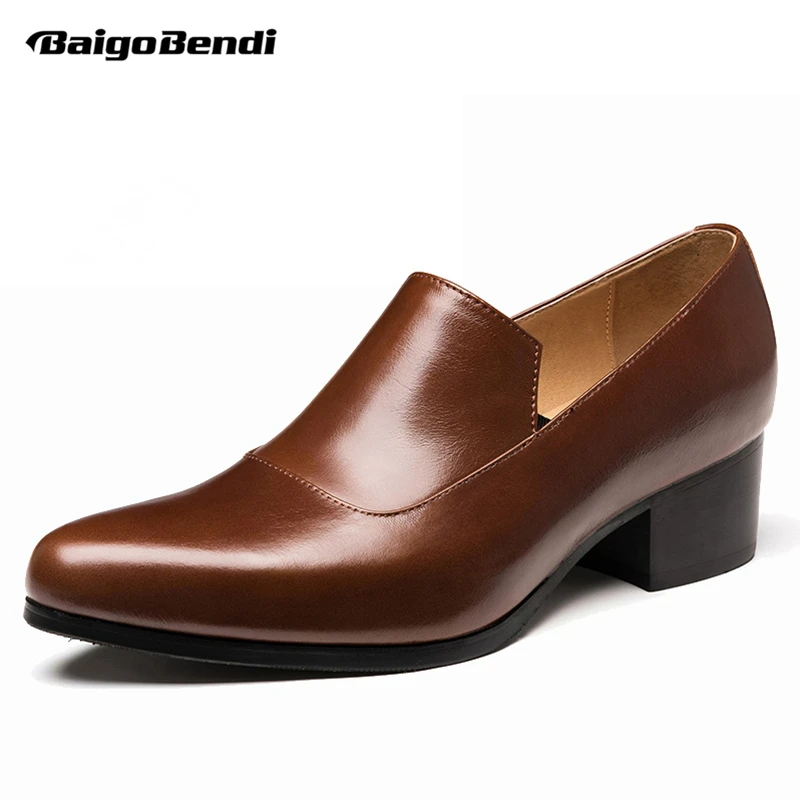 

Small Size 37 38 Luxury Men's Height Increase Oxfords Trendy Pointed Toe Formal Dress Shoes Full Grain Leather