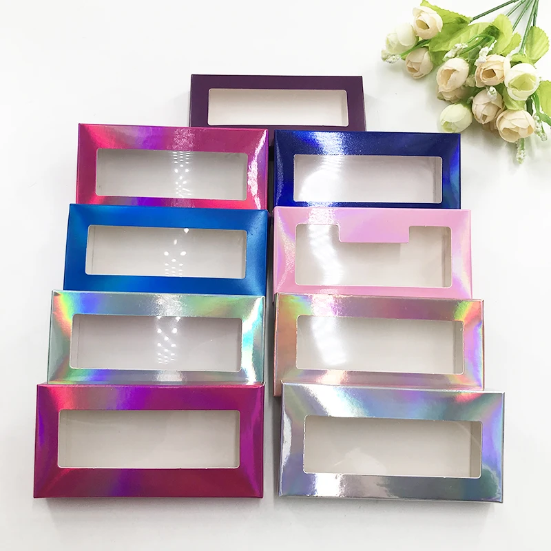 Wholesale False Eylashes Pink Money Packaging Box Custom Logo 3D Mink Lashes Empty Lash box Holography Boxes