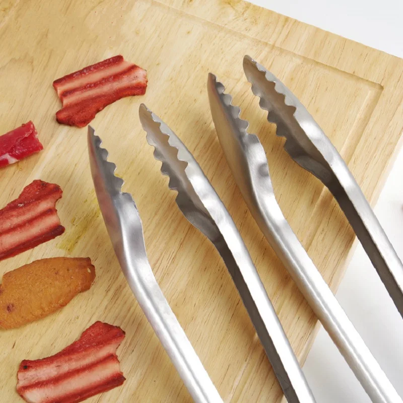 19 Cal klips do żywności ze stali nierdzewnej bardzo duża długi klips do pieczenia drewniany uchwyt uchwyt bambusowy zacisk do grilla akcesoria do pieczenia grilla — zdjęcie 5