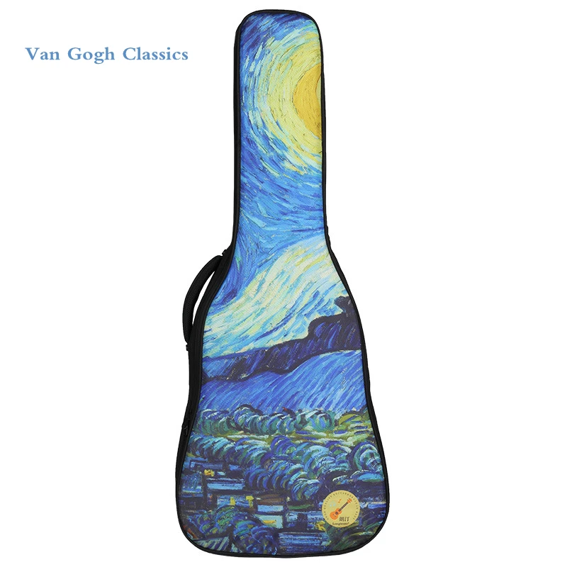 Guitar Case Bag 36 39 40 41 Inches Van Gogh Art Paintings Backpack Colorful Thicken  Useful Carry Gig Guitar Accessories