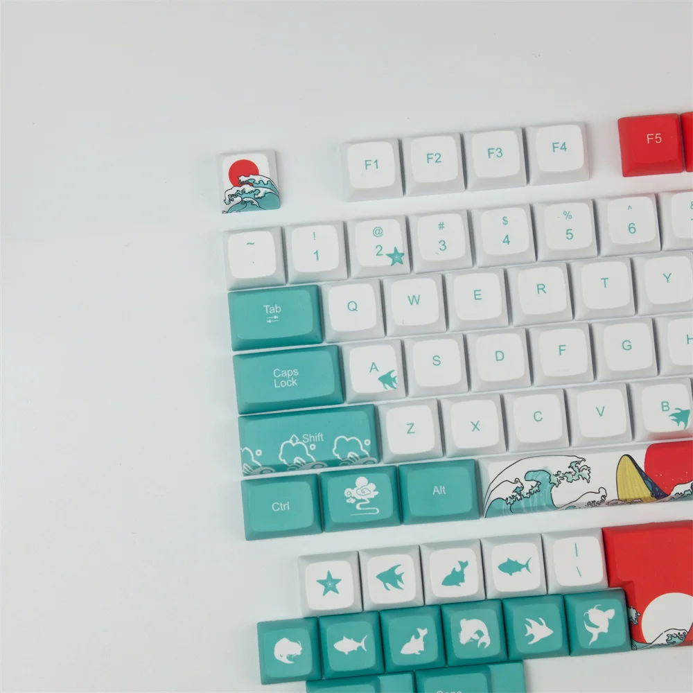 Full Coral Sea Keycap XDA Profile 5-Faced Dye-subbed ANSI Layouts 128 Keys For GH60 GK61 GK64 84 87 96 104 108 980