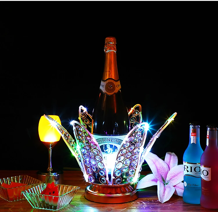 Lotus flower rechargeable LED Luminous Beer Wine Holder Glowing Champagne Cocktail Drinkware Holder disco party bar accessories