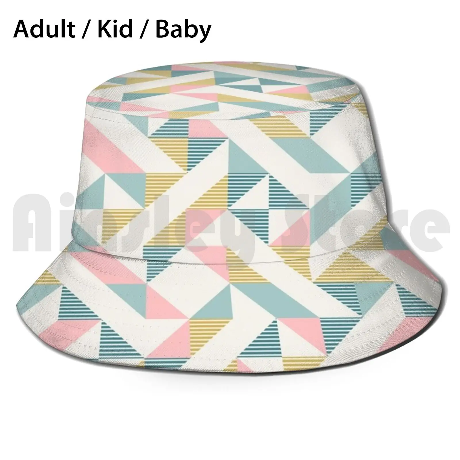 Retro Geometry 10 Sun Hat Foldable UV Protection Diamond Triangle Patchwork Retro Vintage Geo Striped Fashion Abstract