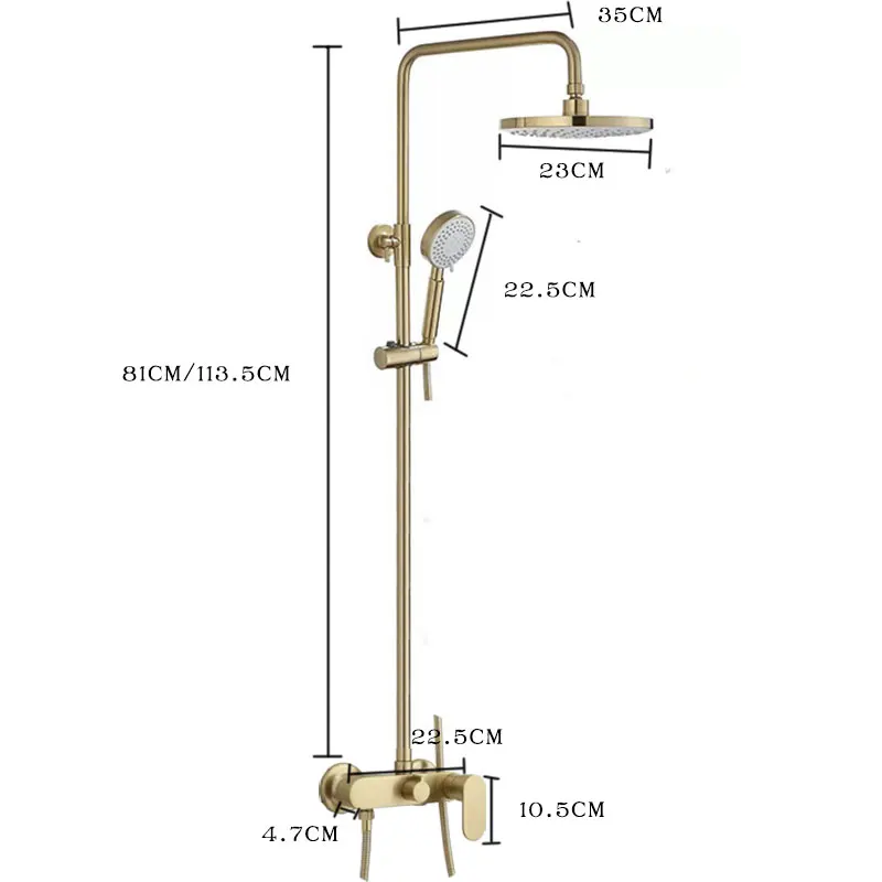 Imagem -03 - Conjunto de Chuveiro de Ouro com Misturador Ducha e Misturador de Parede Dourado Luxuoso para Banheira Quente e Fria