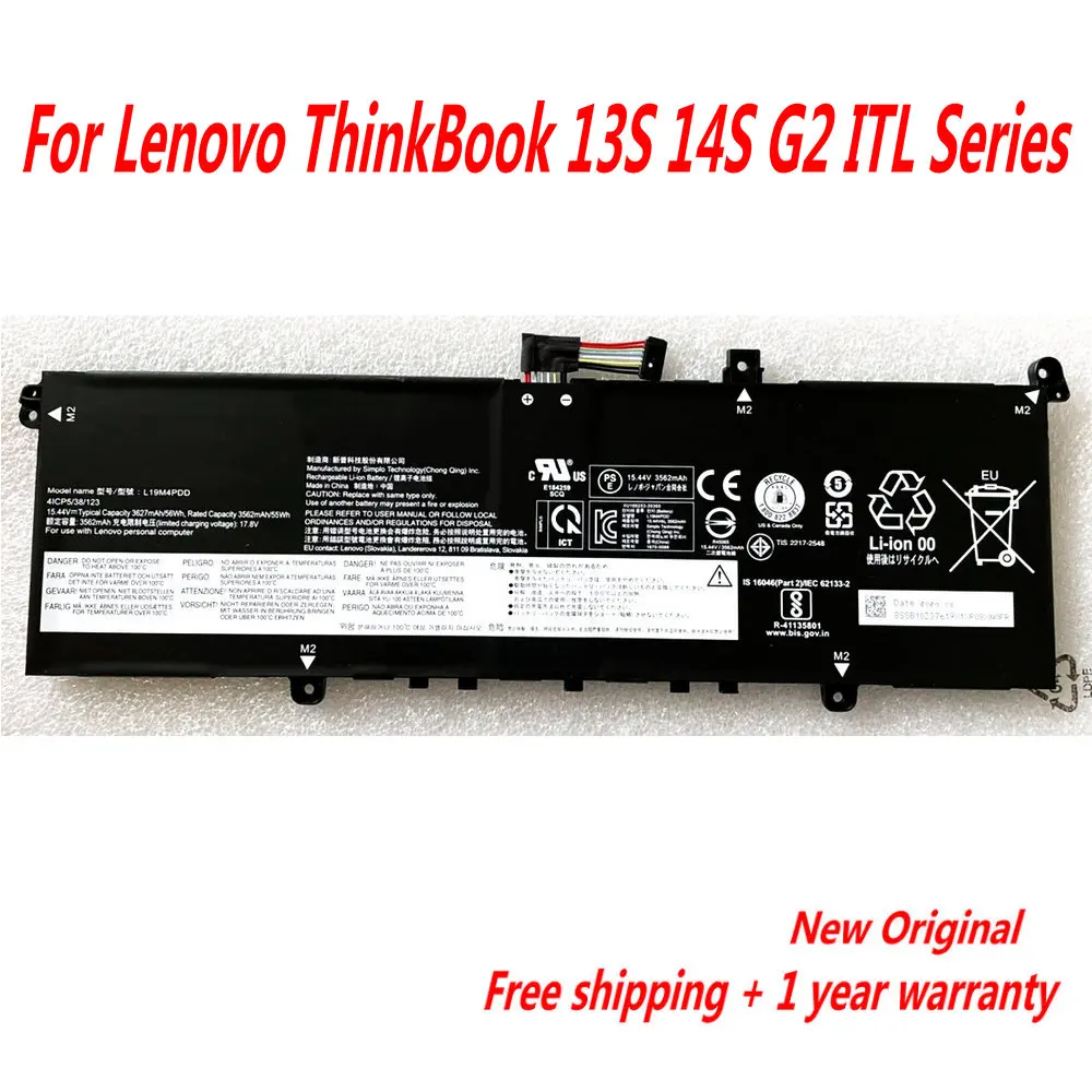 Original L19M4PDD L19C4PDD Laptop Battery For Lenovo ThinkBook 13S 14S G2 ITL Series 5B10Z37621 SB10Z37619 5B10Z37617 5B10Z37618