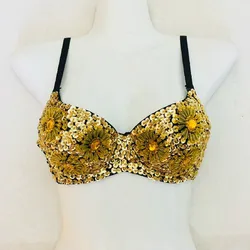 Hot Selling New Sexy Golden Sequins Push Up Bra Top Women Sexy Bra Corset Club Party Costumes Stylish Punk Gothic Bikini Tops