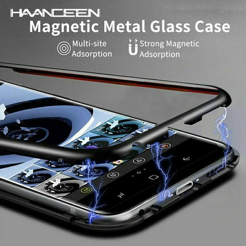 

Magnetic Metal Case For Samsung Galaxy S10 S9 S8 Plus Double-Sided Tempered Glass Magnet Cover For Note 8 9 Cases Coque Luxury