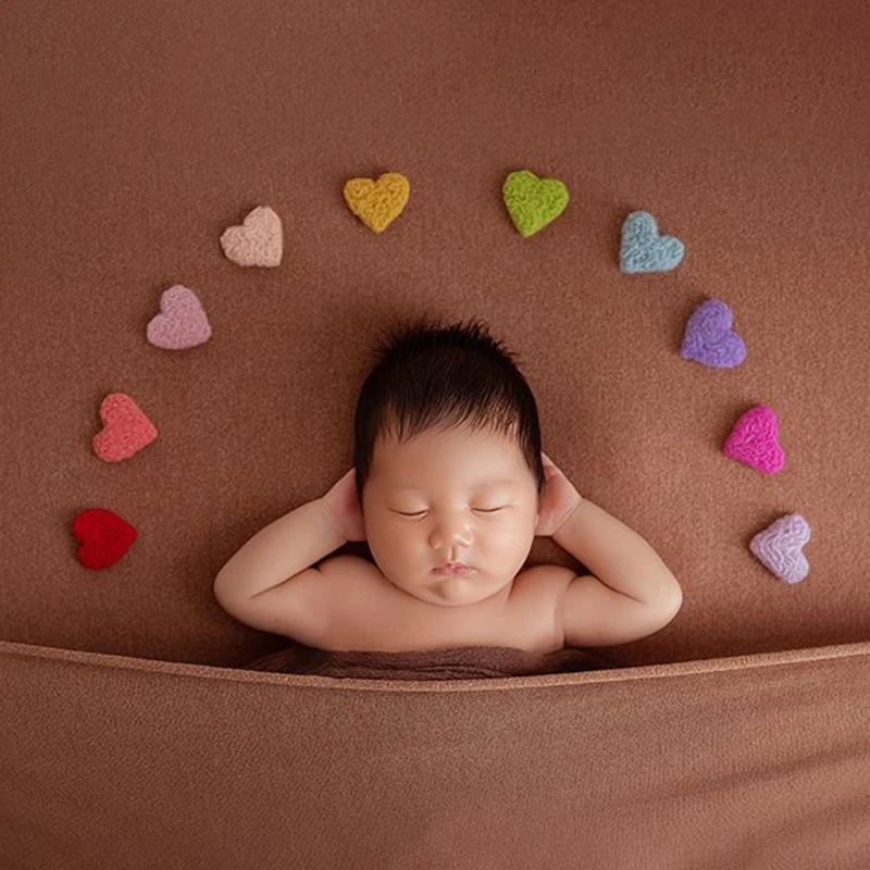 7/10Pcs Newborn Photography Props Handmade DIY Baby Wool Felt Rainbow Stars Love Heart Home Party Decor Photography Studio Props