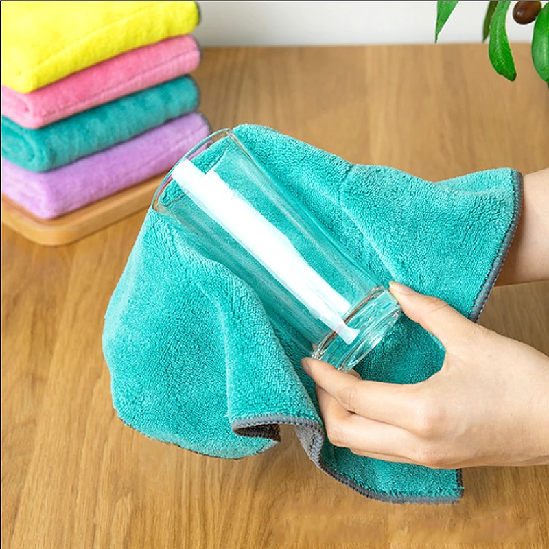 Coral Fleece Kitchen Towel Soft Rag Household Cleaning Tools  Dish Towel Microfiber Cloth Kitchen Accessories Cleaning Cloth