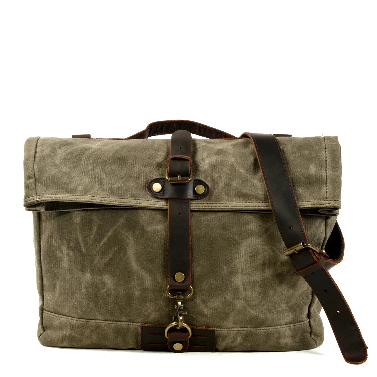 Imagem -06 - Bolsa Masculina de Lona Encerada Bolsa para Laptop ou Laptop Impermeável Bolsa de Ombro Vintage de Mensageiro Moda Retrô