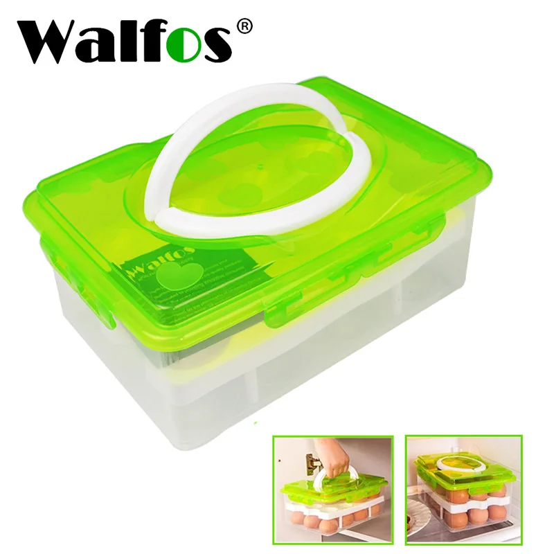 

WALFOS Egg Rack Holder 24 Grid Egg Box Food Container Organizer Convenient Storage Boxes Double Layer Durable Crisper